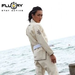 Fluory BJJF25 BJJ GI Cream Bianco -Eleganza Atletica Negozio fluory bjjf25 bjj gi cream white 3