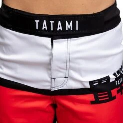 Tatami Ladies Super Grappling Shorts Bianco-Rosso -Eleganza Atletica Negozio tatami ladies super grappling shorts white red 4