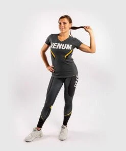 Venum ONE FC Impact Women Tshirt Grigio-Giallo -Eleganza Atletica Negozio venum one fc impact women tshirt grey yellow 7