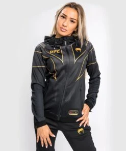 Venum UFC Authentic Fight Night 2.0 Womens Walkout Hoodie Nero-Oro